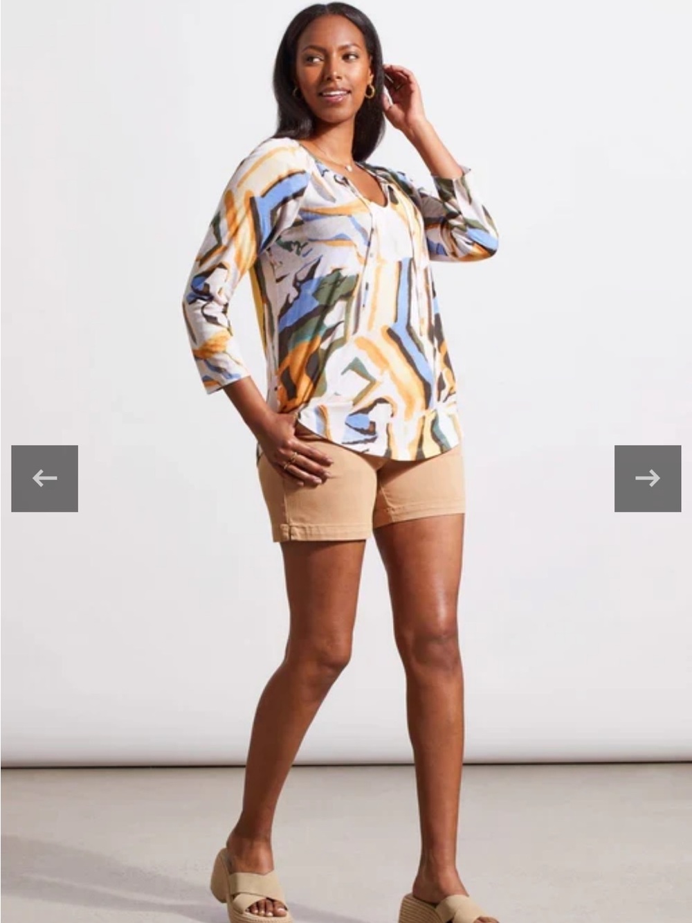 Tribal Abstract Print Cowl Neck Tunic Top M
